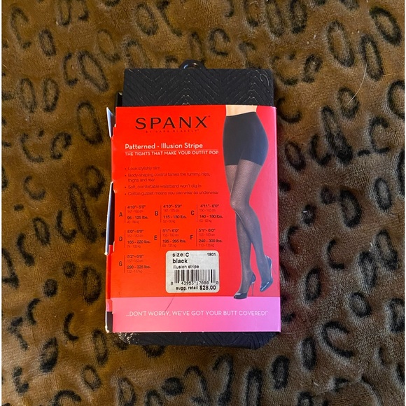 NWT Spanx Body-shaping Tights color black patterned: illusion stripe size C - Picture 2 of 2